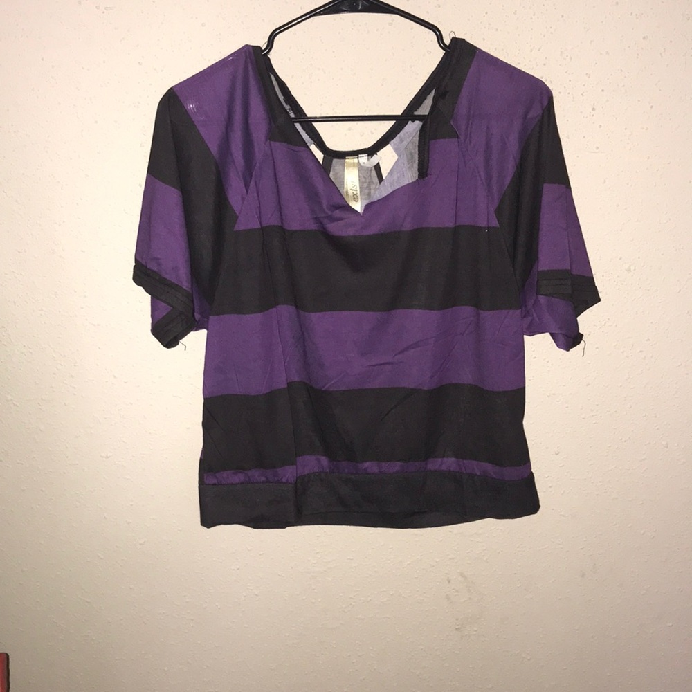 Purple and black short causal shirt